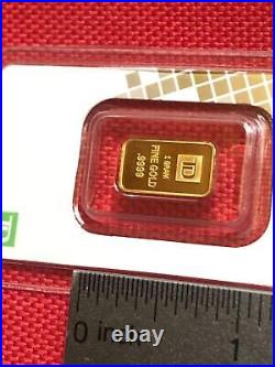 1 gram TD Bank. 9999 Fine Gold Commercial Bar in Sealed Card