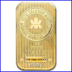 1 oz. 9999 Fine Gold Bar Royal Canadian Mint (New Style, In Assay Card)