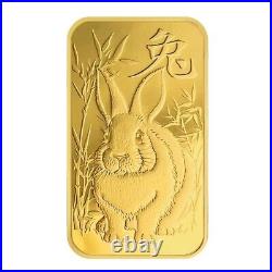 1 oz Argor Heraeus Lunar Year of the Rabbit Gold Bar. 9999 Fine (In Assay)