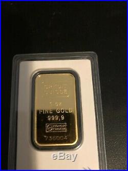 1 oz Credit Suisse Gold Bar. 9999 Fine