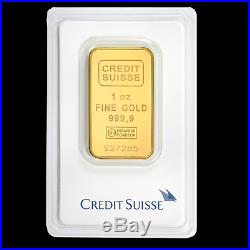 1 oz Credit Suisse Gold Bar. 9999 Fine In Assay