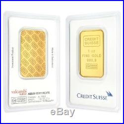 1 oz Credit Suisse Gold Bar. 9999 Fine (In Assay)