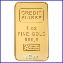 1 oz credit suisse gold bar .9999 fine in assay