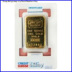 1 oz Credit Suisse Gold Bar. 9999 Fine (Vintage Assay)