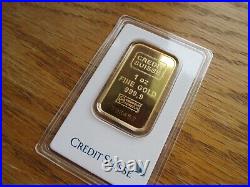1 oz Credit Suisse Gold Bar. 9999 Fine in Assay Card SEALED