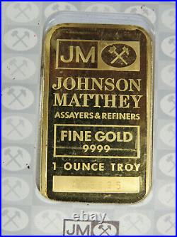 1 oz Fine Gold Bar Johnson Matthey JM Hard White Case Vintage A03695 99.99% Au