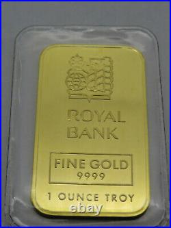 1 oz Fine Gold Bar Johnson Matthey JM Royal Bank Canada #018695 9999 Fine Gold