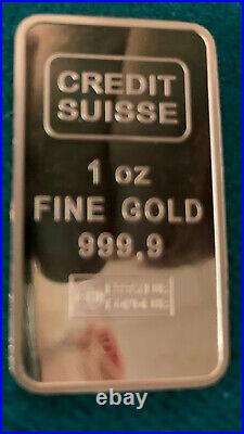 1 oz. Gold Bar -CREDIT Suisse - 999.9 Fine