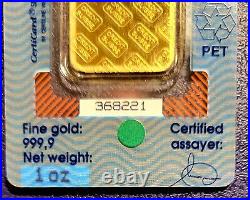 1 oz Gold Bar- Credit Suisse- 999,9 fine gold- encased with cert/ never touched
