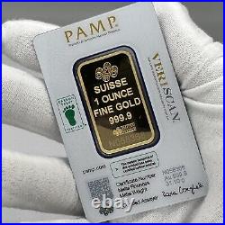 1 oz Gold Bar PAMP Suisse Lady Fortuna Veriscan (In Assay). 9999 Fine In Stock