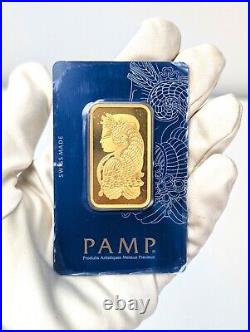 1 oz Gold Bar PAMP Suisse Lady Fortuna Veriscan, In Assay, 999.9 Fine Sealed