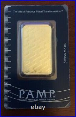 1 oz. Gold Bar-PAMP Suisse Suisse Design 999.9 Fine in Sealed Assay