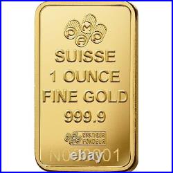 1 oz Gold Bar Pamp Suisse. 9999 Fine Gold Fortuna Design Classis Assay Card