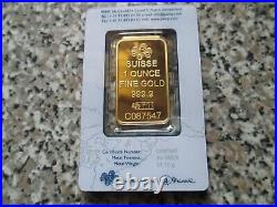 1 oz Gold Bar Pamp Suisse Lady Fortuna (Classic Assay). 9999 Fine SN C087547