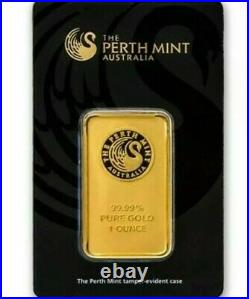 1 oz Gold Bar Perth Mint 99.99 Fine Gold (In Assay)