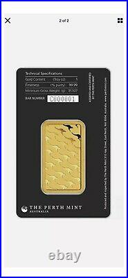 1 oz. Gold Bar Perth Mint 99.99% Fine IN SEALED ASSAY CARD