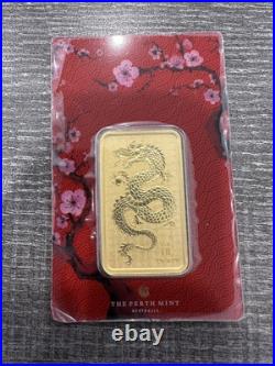 1 oz Gold Bar Perth Mint Dragon 999.9 Fine in Assay
