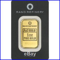 1 oz Gold Bar Rand Refinery 999.9 Fine in Assay