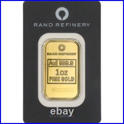 1 oz Gold Bar Rand Refinery 999.9 Fine in Assay 1 oz Gold Bar Rand Refinery 999.9 Fine in Assay