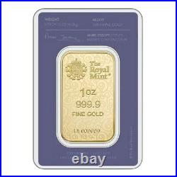 1 oz Great Britain Una and the Lion Gold Bar. 9999 Fine The Great Engravers