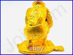 1 oz Hand Poured Gold Bar. 999+ Fine Prospector 3D Cast Bullion Ingot Art Statue