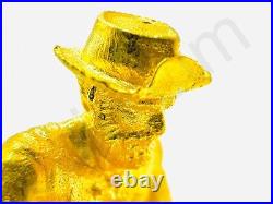 1 oz Hand Poured Gold Bar. 999+ Fine Prospector 3D Cast Bullion Ingot Art Statue