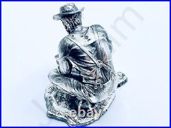 1 oz Hand Poured Silver Bar Pure 999+ Fine Gold Rush Prospector Bullion Statue