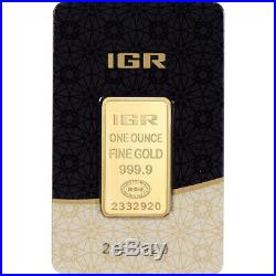 1 oz. IGR Gold Bar Istanbul Gold Refinery 999.9 Fine in Sealed Assay