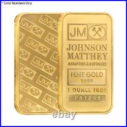 1 oz Johnson Matthey Gold Bar. 9999 Fine (Sealed)