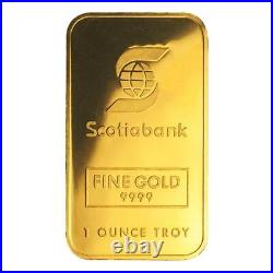 1 oz Johnson Matthey Scotiabank Gold Bar. 9999 Fine