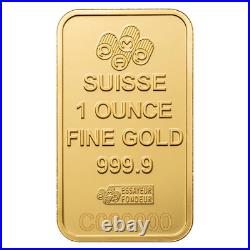 1 oz PAMP Suisse Gold Bar Lady of Liberty Green Carded Assay 9999 Fine Pure