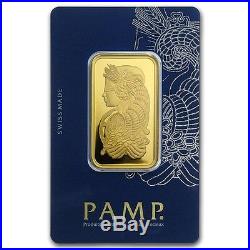 1 oz Pamp Suisse Gold Bar. 9999 Fine Gold With Assay Fortuna Design