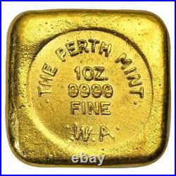 1 oz Perth Mint Cast Gold Button Bar. 9999 Fine