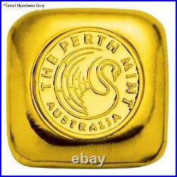 1 oz Perth Mint Cast Gold Button Bar Serial Number Limited Edition. 9999 Fine