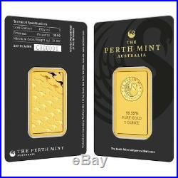 1 oz Perth Mint Gold Bar. 9999 Fine (In Assay)