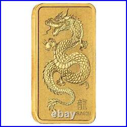 1 oz Perth Mint Lunar Year of the Dragon Gold Bar. 9999 Fine (In Assay)