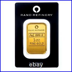 1 oz Rand Refinery Gold Bar. 9999 Fine (In Assay)
