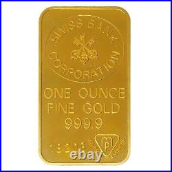 1 oz Swiss Bank Corporation Gold Bar. 9999 Fine