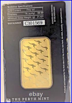 1 oz The Perth Mint Gold Bar 999.9 Fine Gold Sealed in Assay Card