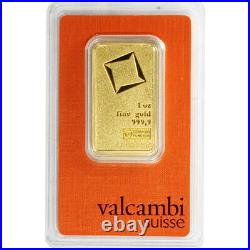 1 oz Valcambi Gold Bar Matte Finish. 9999 Fine Sealed in Assay