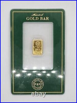 1g Gold Bar Royal Mint Minted Bullion 999. Fine Gold Sealed Card New