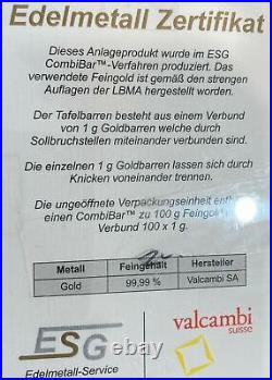 1g Gram Fine 999.9 Gold Edelmetall Combi Bar Valcambi Suisse Breakaway Bullion 1g Gram Fine 999.9 Gold Edelmetall Combi Bar Valcambi Suisse Breakaway Bullion