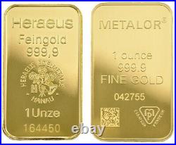 1oz Gold Bullion Bar 24K 999.9 Fine Gold BRAND NEW CERTIFIED IN LBMA PACKAGE