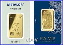 1oz Gold Bullion Bar 24K 999.9 Fine Gold BRAND NEW CERTIFIED IN LBMA PACKAGE