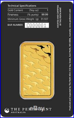 1oz Perth Mint Gold Bar. 9999 Fine in Assay New design updated in 2018