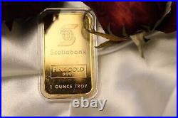 1oz Scotiabank Johnson Matthey JM Vintage Collectible 9999 Fine Gold Bar
