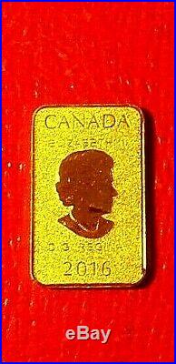 2016 CANADA GOLD 1/10 oz. 9999 FINE $25 BAR from ROYAL CANADIAN MINT
