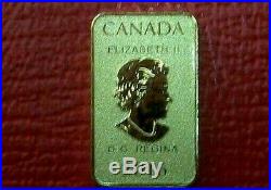 2016 CANADA GOLD 1/10 oz. 9999 FINE $25 BAR from ROYAL CANADIAN MINT