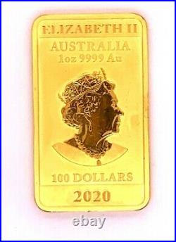 2020 Elizabeth II, Australian 1 Ounce. 9999 Fine Gold Dragon BU