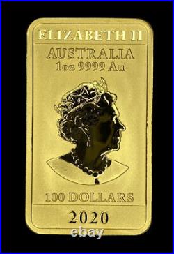 2020 Gold Australia $100 Dragon 1 Oz. 9999 Fine Gold Bar In Capsule